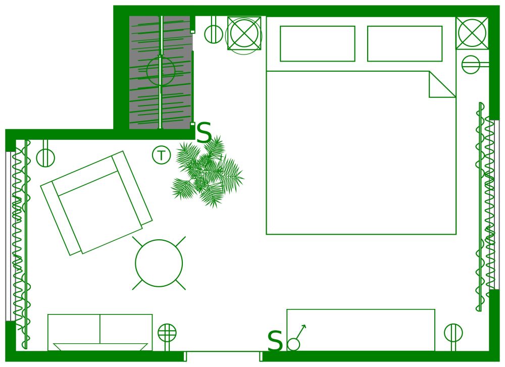 Electrical Plan For Bedroom Green - Floor Plan - 2D Floor Plan.jpg