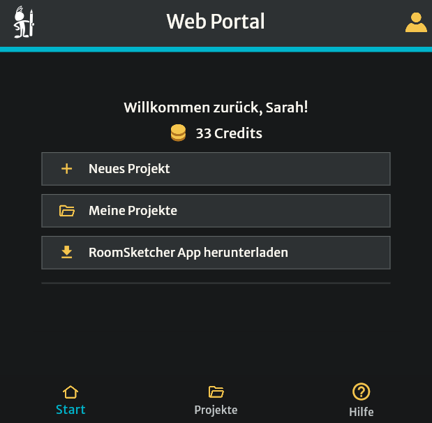web portal im dunklen modus